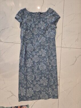 Ice Blue Floral Knit Dress